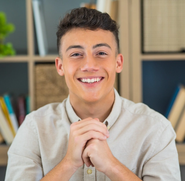 Confident smile makeover outcome for a young patient in Alpharetta, Georgia.